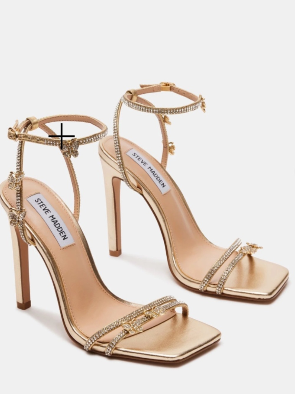 Steve Madden - JADE Gold Rhinestone Butterfly Stiletto Sandal (Size 6.5)